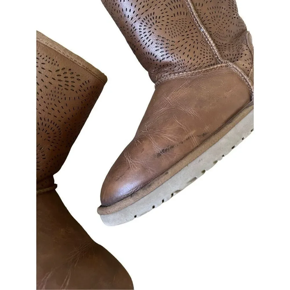 Ugg‎ Australia Brown Leather Boots TRIANA SEAWEED Size 9